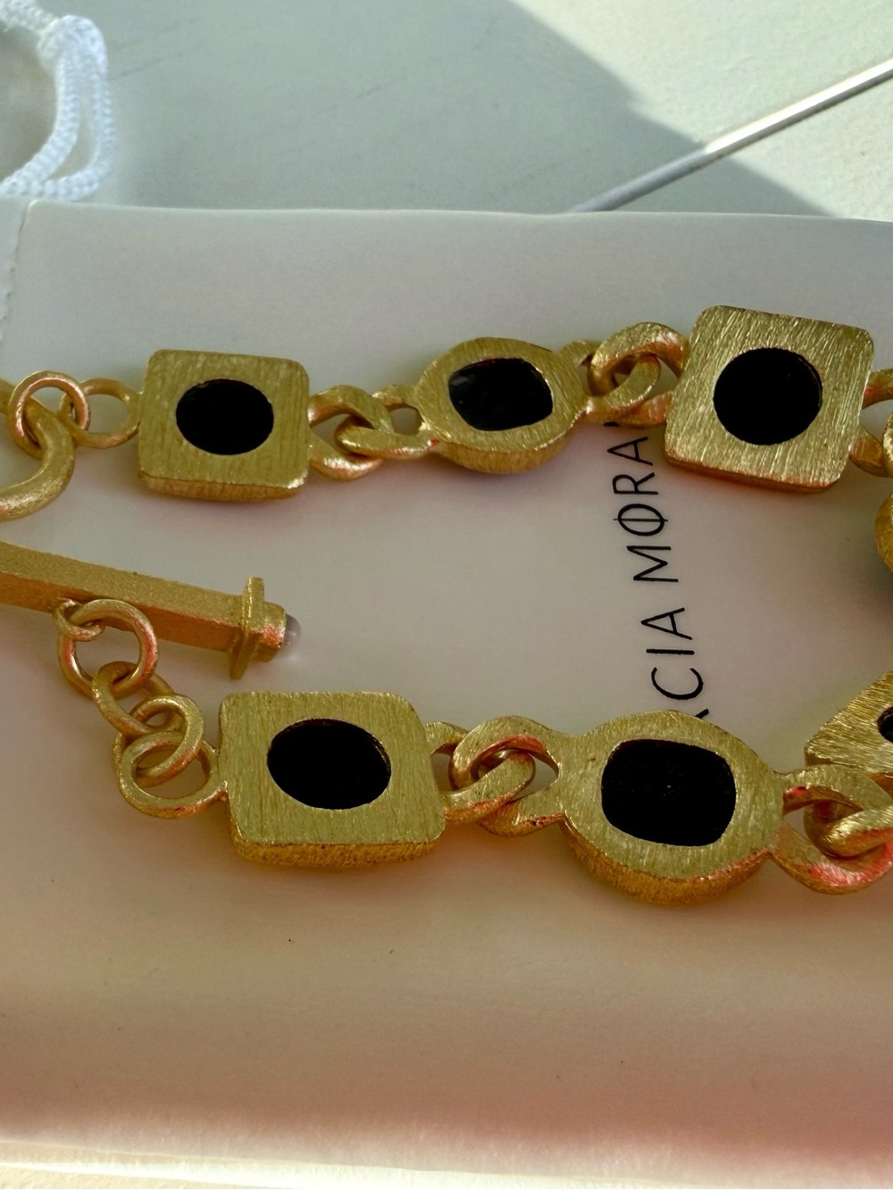Gold Tone Bracelet with labradorite Stones - Picture 3 of 3
